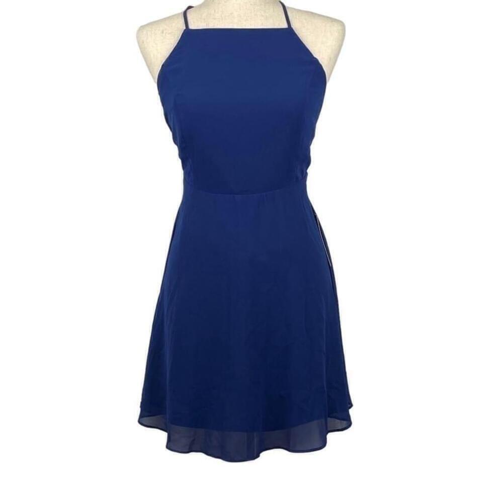 - LULU'S Letter of Love Navy Blue Backless Skater Dress Size Medium